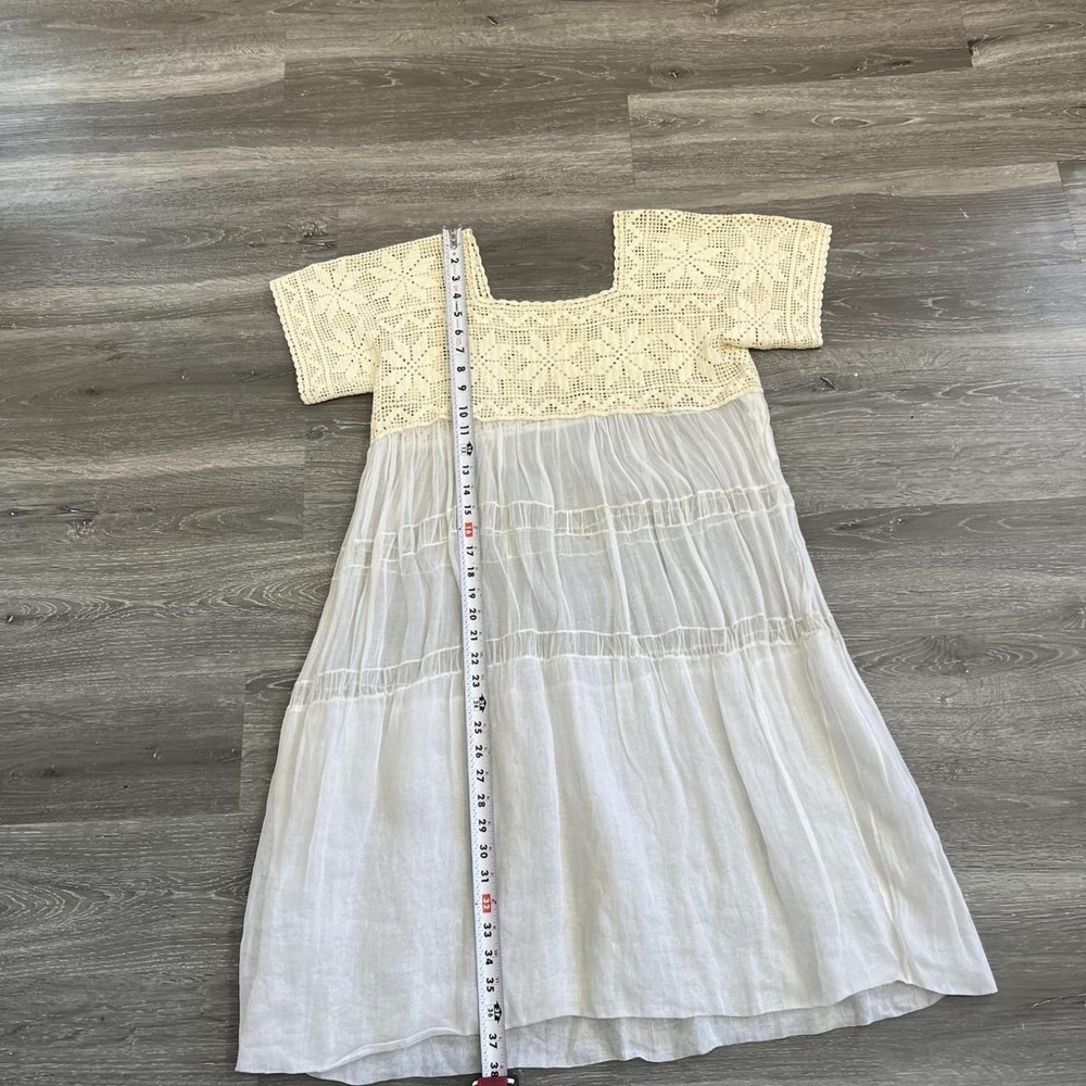 Vintage Antique Cream and White Crochet Detail Dress sheer lingerie - Picture 7 of 8